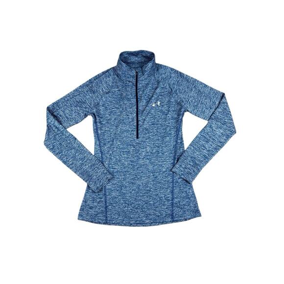 Under Armour Jacket MEDIUM Blue Women Heatgear Loose Half Zip Long Sleeve No Tag - Picture 1 of 6